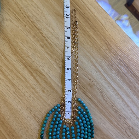 Beautiful Long Beaded Green Necklace with Gold Chain! - Picture 5 of 6